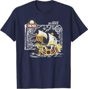 Anime Thousand Sunny Ship with Map and Logo T-Shirt
