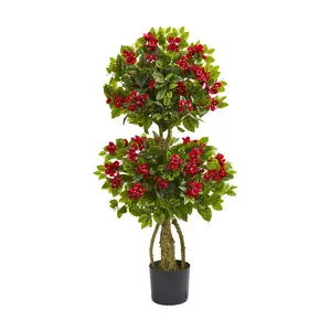 4' Double Bougainvillea Topiary Tree by Nearly Natural