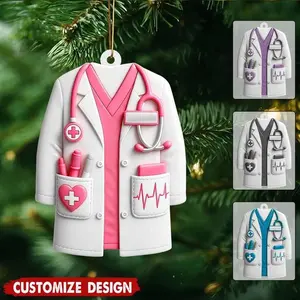 Personalized Doctor Nurse Coat Ornament, Custom Medical Scrubs Gift, Healthcare Hero Appreciation Christmas Decor