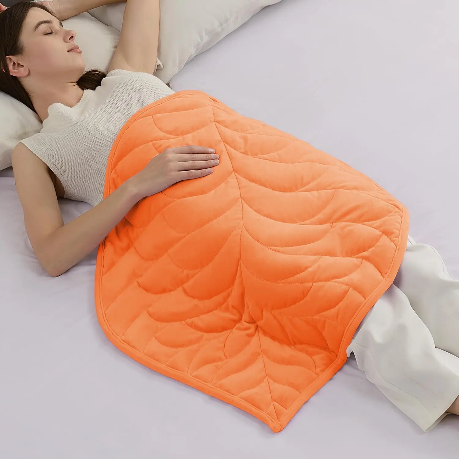 Weighted Lap Blanket 5 lbs 23" x 29", Cozy Luxury   Small Weighted Blanket for Adults, Portable Travel Weighted Blanket for Relaxation, All-Season Blanket, Machine Washable, Orange