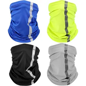 4 PCS Reflective Neck Gaiter Face Cover UV Sun Protection Balaclava Cooling Bandana Hi Vis Breathable Face Scarf for Men Women Outdoor Work Cycling