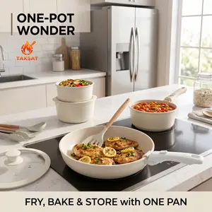 20pcs Kitchenware Non-Stick Pots and Pans Set, KitchenHacks, Pans & Woks, kitchen supplies, Cookware, Detachable Handle, DetachablePan, Oven Safe, CookingEssentials, Non-Stick Kitchen Cookware Sets, Versatile cookware