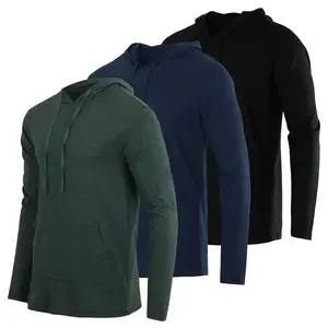 3 Pack: Men's Cotton Lightweight Casual Pullover Drawstring Hoodie With Pocket (Available In Big & Tall)