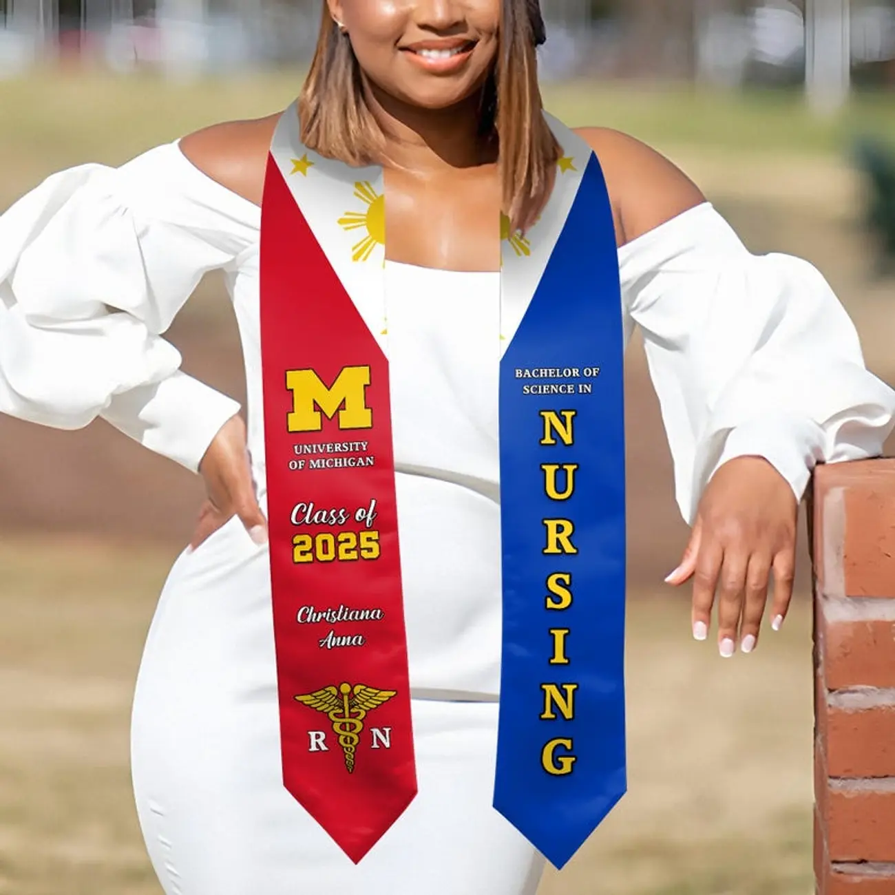 Personalized Philippines Graduation Stole, Custom Filipino Graduation Sash To Honor Your Hard Work, Class of 2025 USSA11