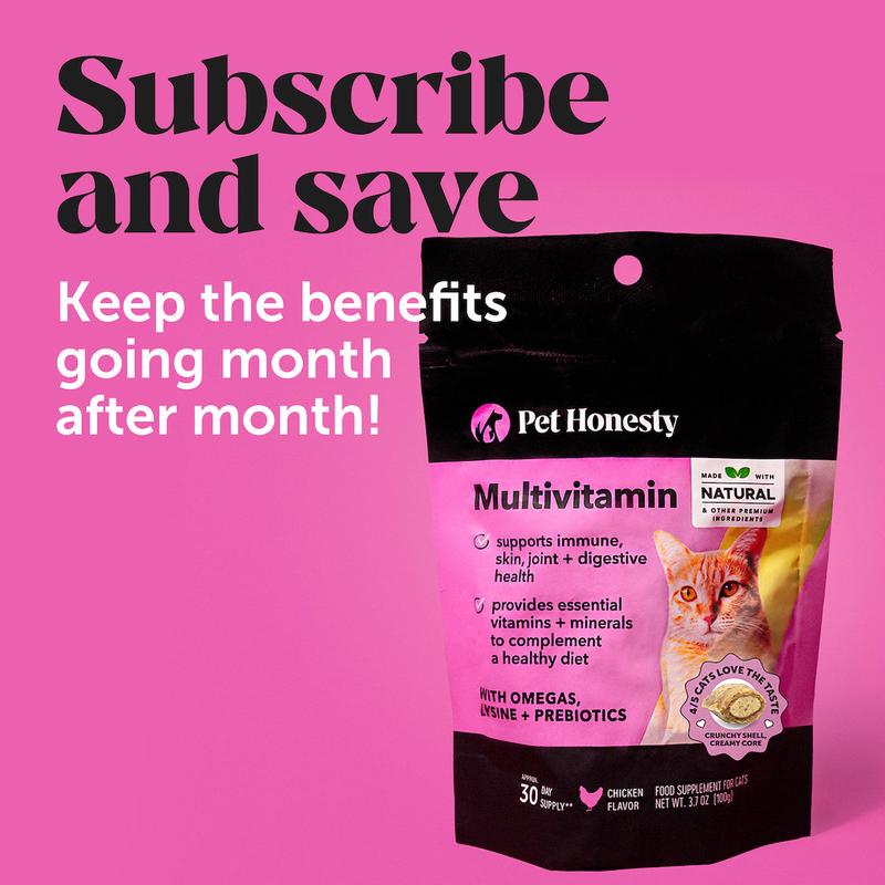 Pet Honesty Crunchy, Creamy Daily Multivitamin for Cat Treat Alternative (Chicken Flavor) 3.7 oz - Supports Immune, Heart, Joint, Skin & Gut Health Supplement for Cats with Natural Ingredients