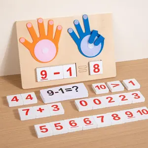 Wooden Finger Math Toy, 1 Set Number Recognition & Addition & Subtraction Game Toy, Math Learning Tools, Early Education Math Toys for Gift, Number Counting Blocks
