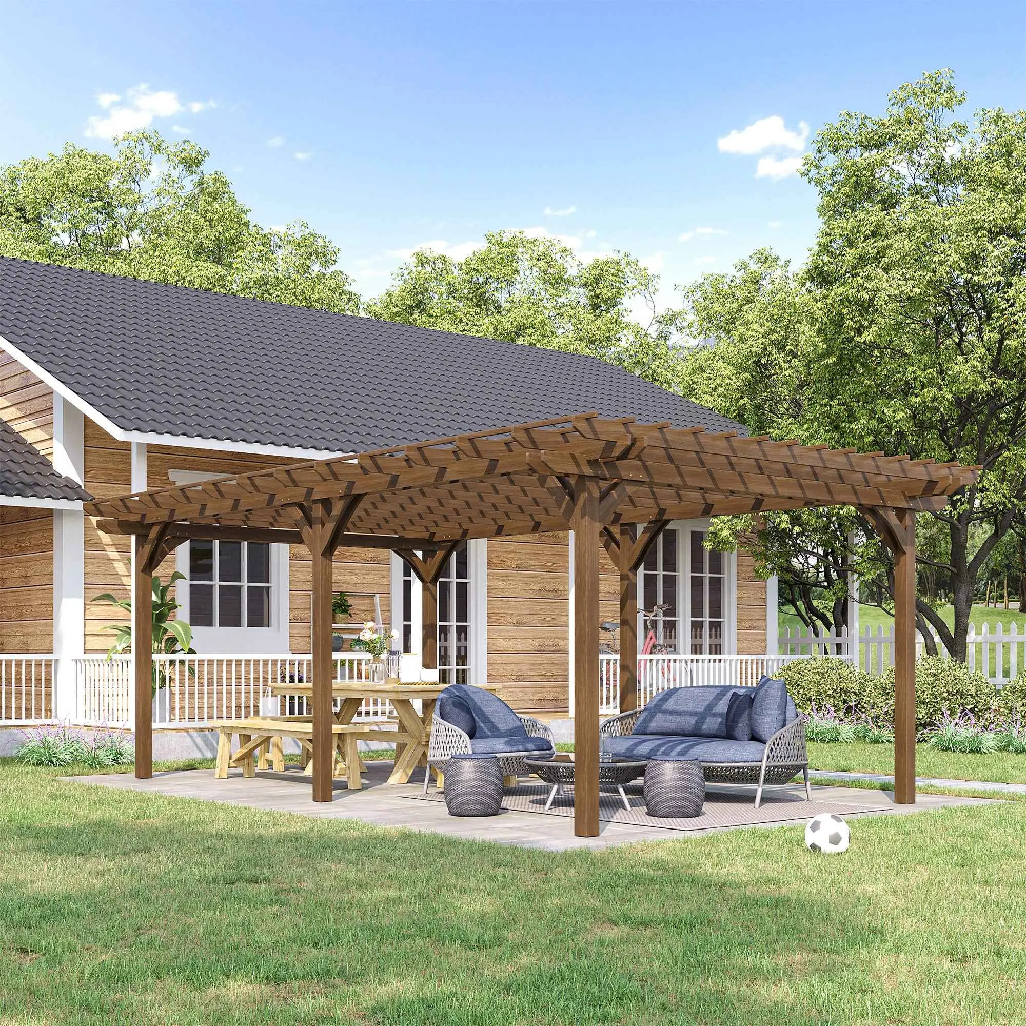 Enhance Your Outdoor Space with our 12x20 Wood Pergola – Perfect for Climbing Plants