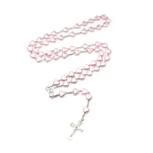 Catholic Heart Rosary Necklaces Cross Mary Blessing Prayer Gift