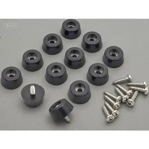 Non-Slip Bumper Pads with Stainless Steel Screws, 12-Piece Rubber Feet for Cutting Boards and Electronics, 13/16" Width x 3/8" Height, Reusable Anti-Skid Pads for Stability