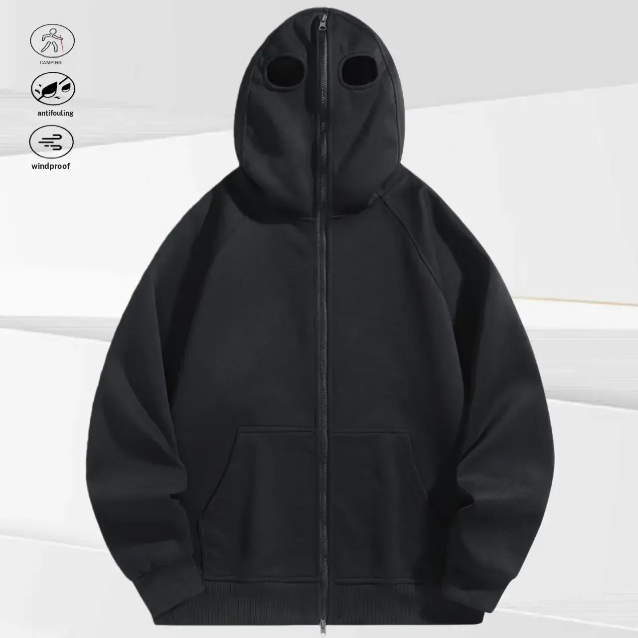 トップス FLAREUP Cut-out Hooded Zip-up A men's zip up hoodie with a unique eye hole cutout design
