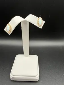 14K Gold Opal Earrings - Classic Design with Multicolored Sparkle for Casual & Formal Wear