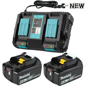 NEW For Makita DC18RD 18 Volt LXT Li-Ion Dual Port Rapid Optimum Battery Charger+2Pack For Makita 18V 6.0Ah LXT Lithium-Ion Battery