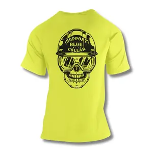 Support Blue Collar Hardhat Skull T-Shirt