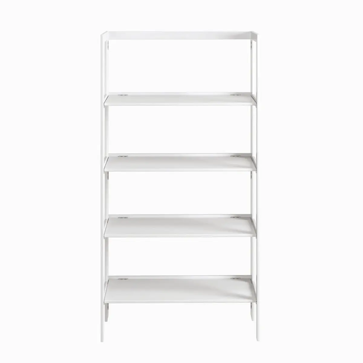 Jela USA 47935 Foldable Solid Pine 4-Shelf Folding Bookcase - White, Durable, Clean Lines, Instant Setup, 14l x 32.6w x 63h, for Bookshelf Organization