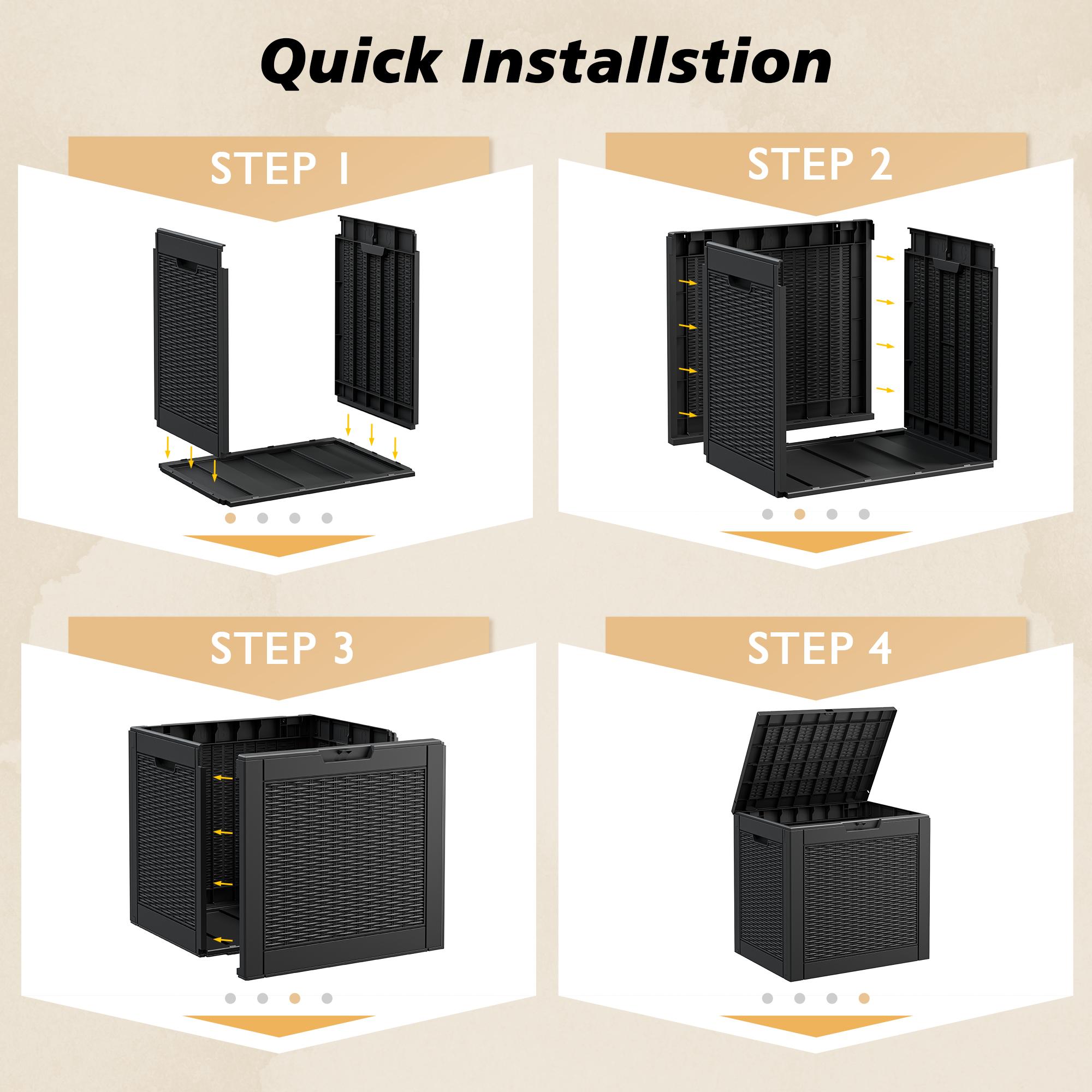 RIWENGO 31 Gallon Outdoor Storage Box Large Resin Storage Cabinet for Gardening Tools Patio Pillow Lockable Waterproof UV Resistant