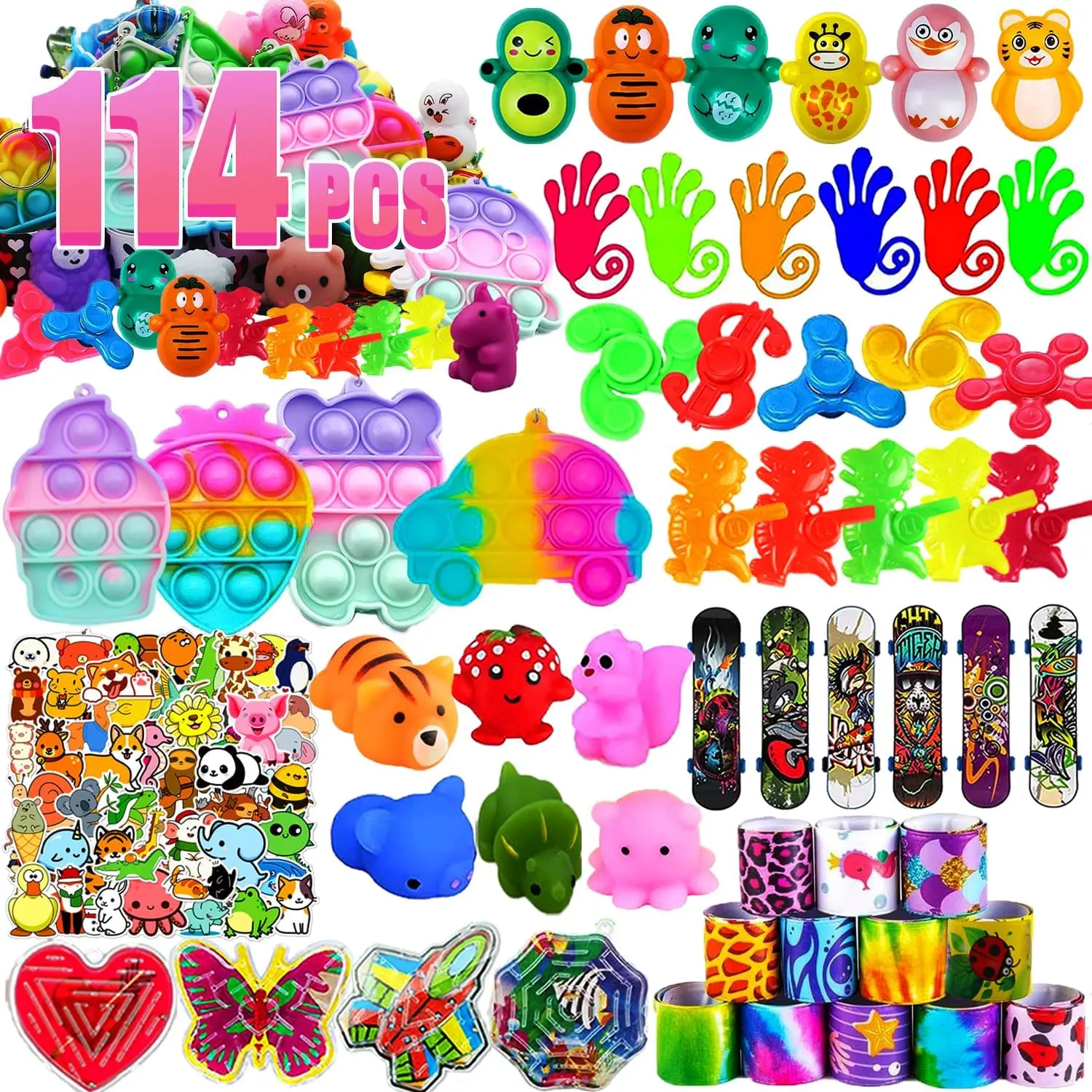 114-Piece Party Favors for Kids, Treasure Box Toys & Classroom Prizes, Bulk Goodie Bag Stuffers, Carnival Prizes, Pinata Fillers, School Rewards, Birthday Party Gifts, Halloween & Christmas Gifts