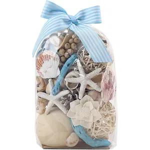 Blue Potpourri Bags,Ocean Breeze Scented Potpourri Bowl Filler Dried Flower,Home Fragrance Sachet of Petal,Coastal Seashell Decor,12oz
