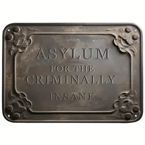 Vintage distressed wall signs for the metal insane asylum, decorative for horror-themed Gothic-style home, bar, and outdoor entrance.Creative and personalized gifts for Halloween.
