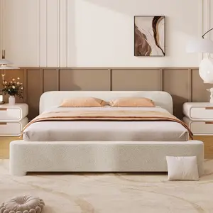 [Cozy White Bouce Upholstered Bed[ - A Dreamy Addition to Your Bedroom, Full