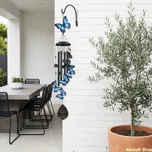 Butterfly Wind Chimes Outdoor Black Metal Wind chimes Garden Patio Decor Butterfly Gifts for Women Ideal Memorial/Housewarming/Birthday/Festival Gifts Front Yard Decor Hangable Ornaments Water Proof Water Proof Water Proof