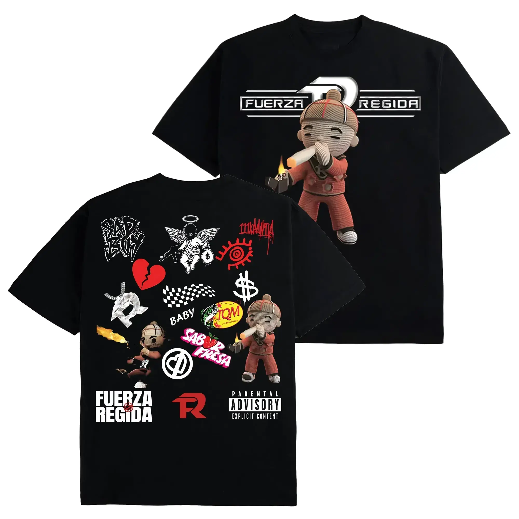 [Free Ship] Vintage Fuerza Regida All Top Song Album #178 Graphic T-Shirt, Tatino Streetwear Fashion, Regional Mexicano Shirt, Fuerza Regida Merch, Menswear Top Y2K Mexico