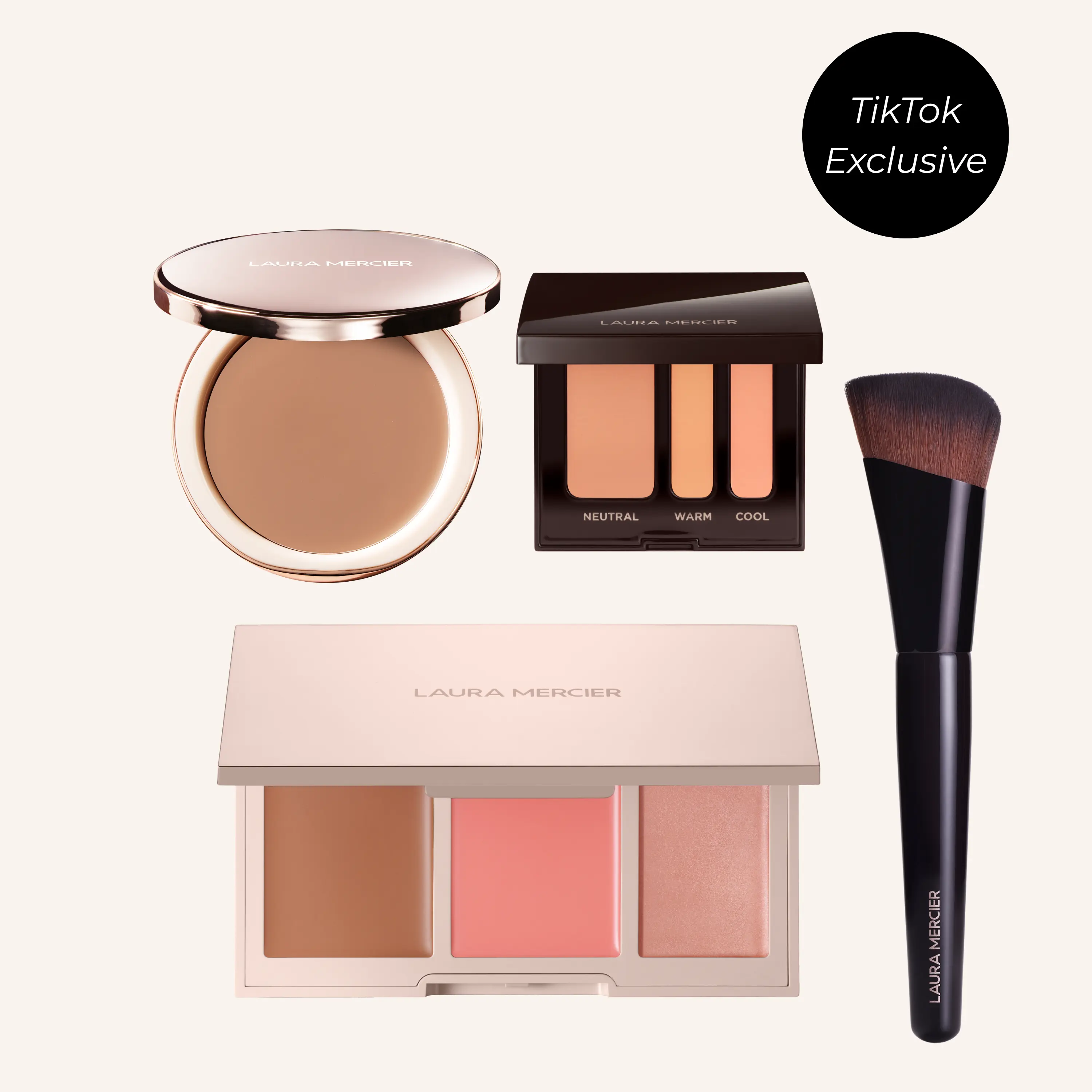 Healthy Glow Bundle: Balm to Powder Tinted Blur Balm + Secret Camouflage Concealer + Limited Edition Bonne Glow Cream Face Palette + Real Flawless Brush