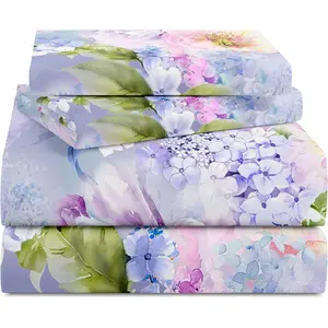 Queen Sheet, 1800TC Quality Double Brushed Microfiber Floral for Queen Size, Extra, Deep Pocket, Shrinkage and Fade Resistant, 4PC (Queen)