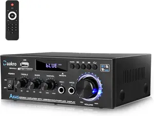 Daakro AK45 Stereo Audio Amplifier,300W Home 2 Channel Wireless Bluetooth 5.0 Power Amplifier System, Home Amplifiers FM Radio, USB, SD Card, with Remote Control Home Theater Audio Stereo System