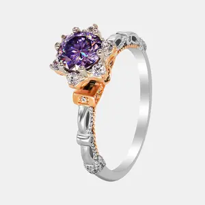 【161】1 Carat Coloured Cubic Zirconia/Synthetic Moissanite Ring Anniversary For Girl
