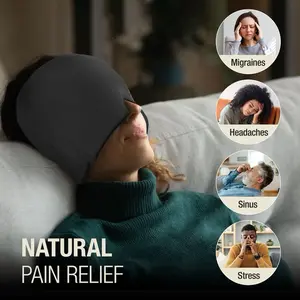 Alcedo Health Migraine Relief Cap Hot & Cold Headache Hat Gel Ice Pack Mask for Stress Sinus Puffy Eyes Hangover 360° Soothing Coverage Soft Stretchy Comfortable