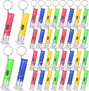 50 Pcs Mini Flashlight Keychains Bulk with Lanyard Portable Small Plastic LED Key Chains Flashlights for Night Reading Emergency Hurricane Camping Hiking Party Favors(Multicolor,Simple)