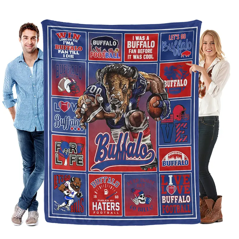 Buffalo Ultra Soft Flannel Blanket, Suitable for Sofa Bed, Office, Four Seasons Warm Plush Blanket, Home Decor Football Team Fan Gift Blanket