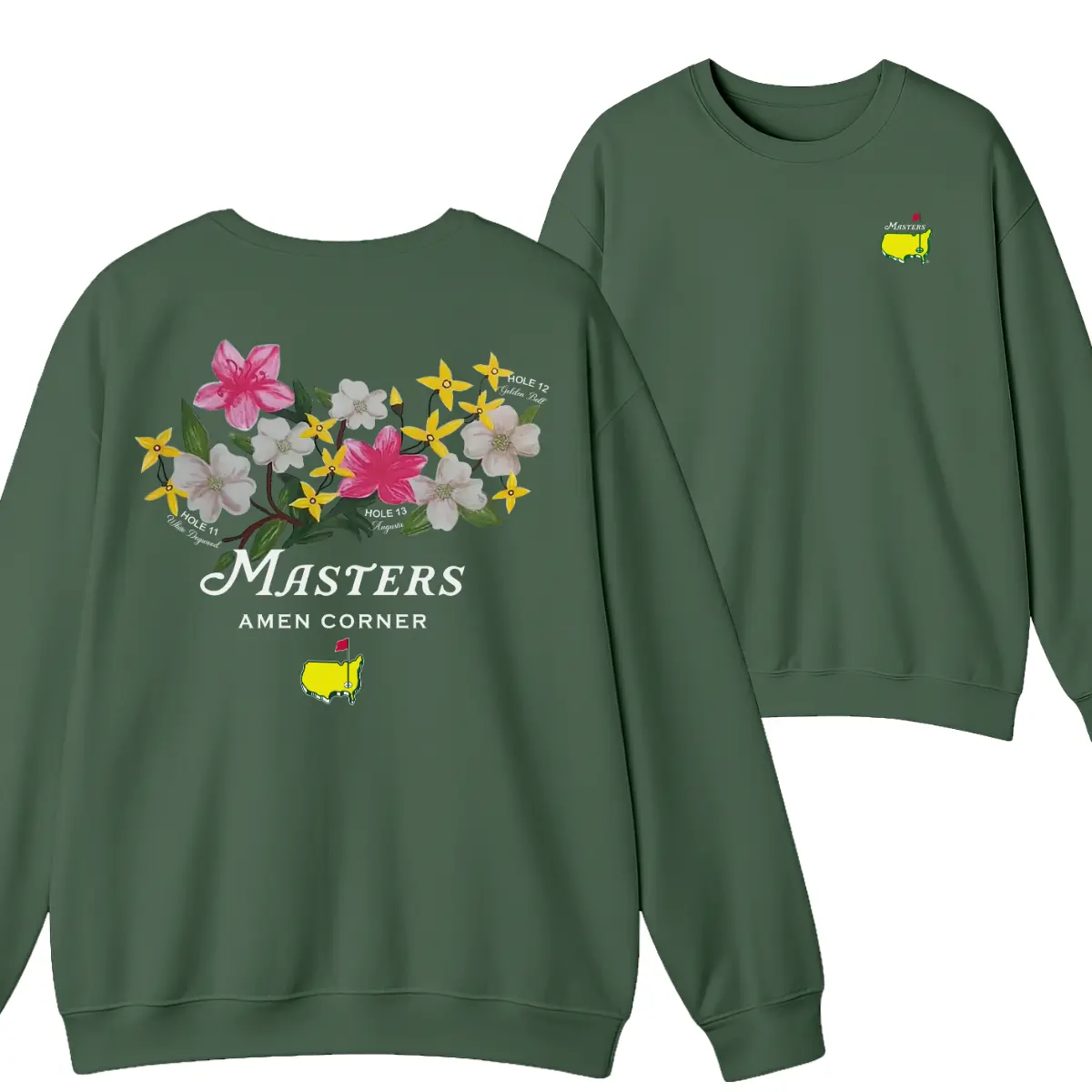 Masters Amen Corner Sweatshirt, Iconic Augusta National Golf Course Floral Tribute Crewneck Pullover, Casual Streetwear Long Sleeve Top