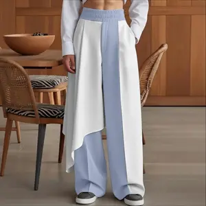 INCERUN Men's Androgynous Minimalist Asymmetric Draped Pants - Clean Fit, Aesthetic Fluid Drape, Color Blocked Design, Casual Menswear Bottoms for Modernist Fashion-Focused Wearers, Modernist Men's Pants