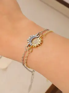 Trendy Stackable Sun & Moon Set - Fashionable Matching Jewelry Set - Sparkling Bracelet & Ring For Couples | Perfect For Valentine’s Day/Anniversary/Date Night| Valentine’s Day Gift For Him & Her