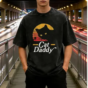 Daddy Cat Tee Summer t Shirts Cat Daddy vintage 80s style Cat vintage distress T-shirt