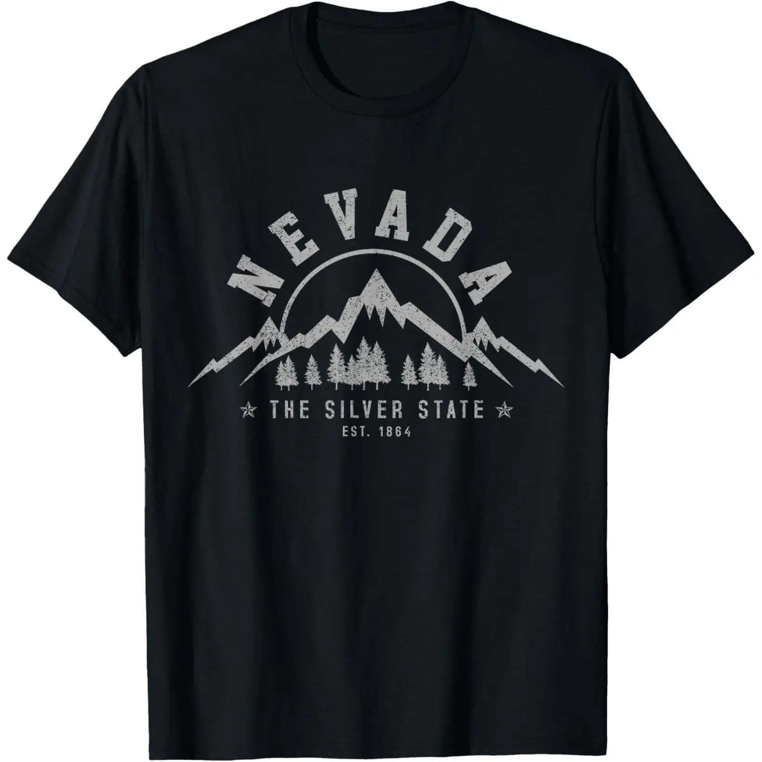 100%cotton Nevada Souvenirs & Gifts Nevada Est. 1864 Vintage Nature Outdoor Black Unisex-Adults T-Shirt