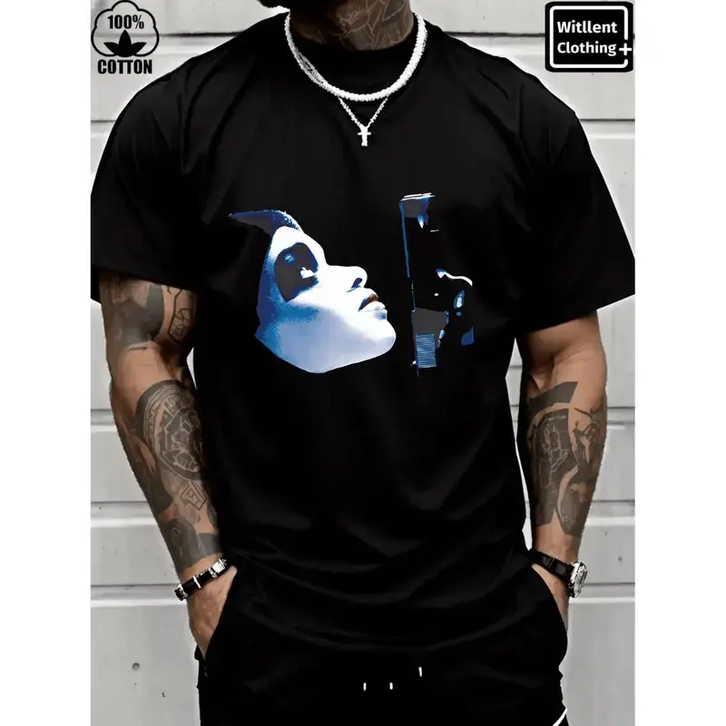 Women's Dead Presidents Graphic Knitted Tee, Soft Heavy Cotton Unisex Short-Sleeve Athletic Top, Round Neck, Breathable, Simple Streetwear (M Size Available), All Seasons