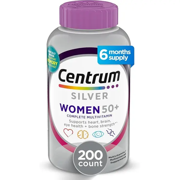 Silver Women's Multivitamin for Women 50 Plus, Multivitamin/Multimineral Supplement with Vitamin D3, B Vitamins, Non-GMO Ingredients, Supports Memory and Cognition in Older Adults - 200 Ct