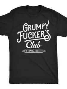 Mens Funny Casual T Shirts Grumpy F*ckers Club Sarcastic Graphic Prints Novelty Tee For Men Mens Funny T Shirts Cool Vintage Fashion T-Shirt Gift Classic Menswear Funny offensive Short Sleeve Novelty Tees for Guys Black