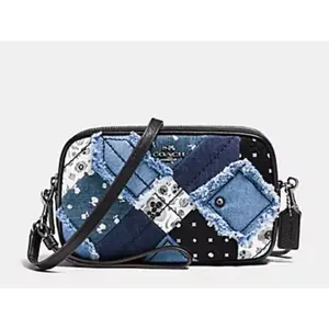 Pre-owned coach denim Crossbody Bags Canyon Quilt Patchwork Crossbody Clutch Bag