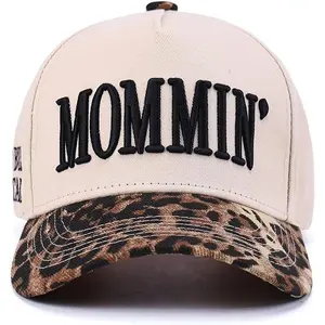 Vintage Two-Tone Trucker Hat Adjustable Baseball Cap with Mommin Embroidery Ponytail Fit Unisex Outdoor Casual Headwear for Mother Gift Mom Hats