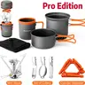 Odoland Camping Pots with Heat Exchanger Camping Cooking Set with Portable Camping Stove Camping Mess Kit Include Mug, Folding Utensil Set,Camping Cookware,Canister Stabilizer for Backpacking Outdoor Hiking & Picnic [Fuel not included]
