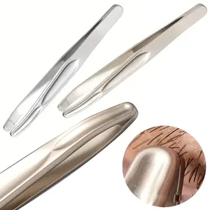 1pc Stainless Steel Tweezers, Round Head Hair Removal Tweezers, Suitable For Facial Beard And Eyebrows, Easy To Clean, Portable Eyebrow Tweezers, Suitable For Men And Women's Facial Care And Cleaning Tools, Cosmetics Makeup Tools