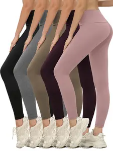 5 Pack Super Soft Leggings for Women, High Waisted Tummy Control No See Through Workout Yoga Running Pants Leggings #mothersdaygift High Waist Breathable Yoga Shorts