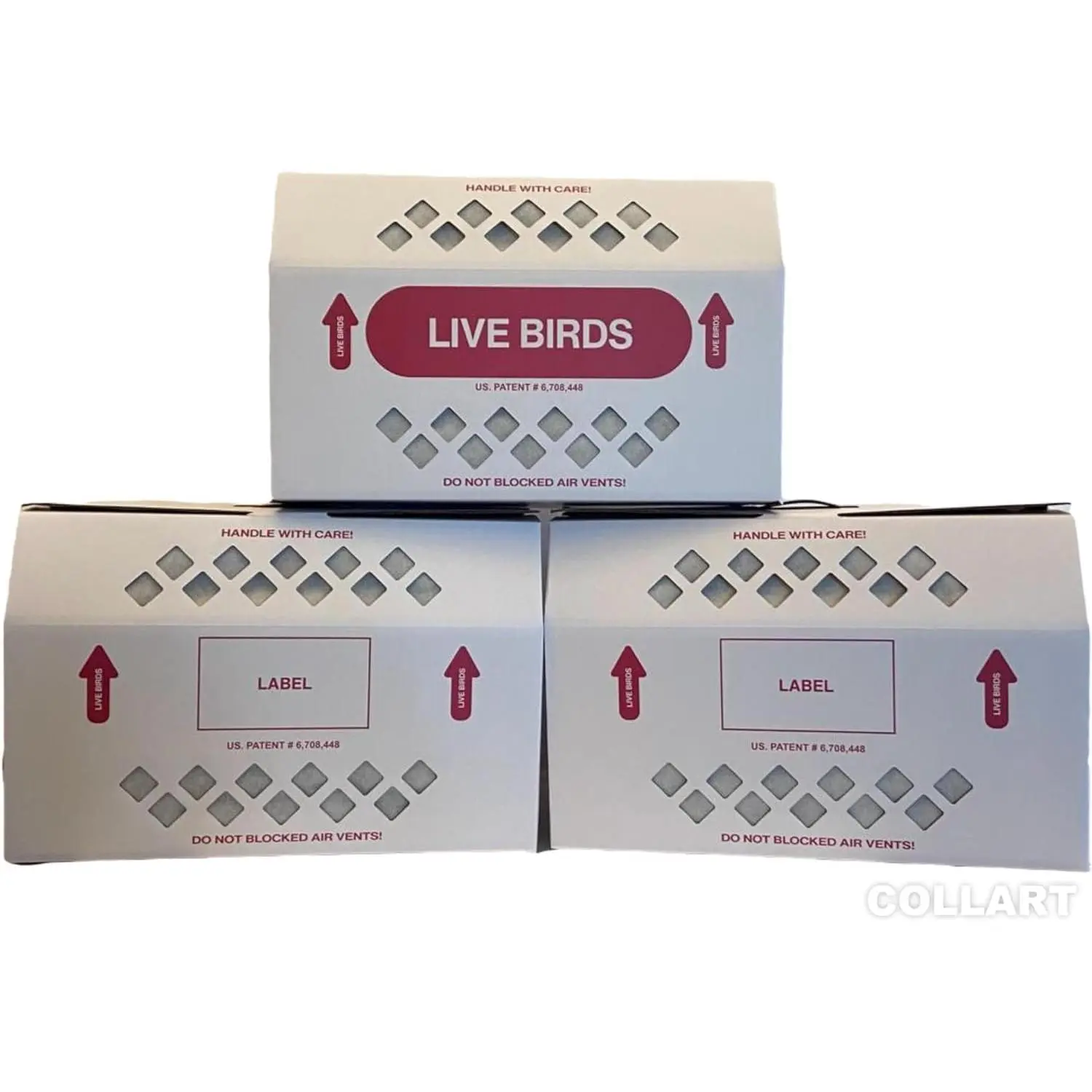 Live Bird Shipping Box Less Expensive Size 18" x 8" x 12" Tall-with Handle for Poultry, Pigeons, & Canaries - 3 Boxes