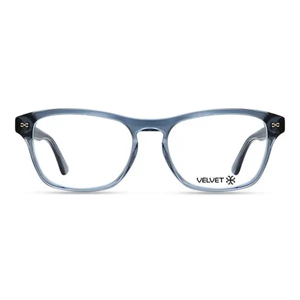 Velvet Billie Modern Rectangular Frame Eco-Friendly Bio-Based Material for Women Small to Medium Faces Crystal Blue Frame Only