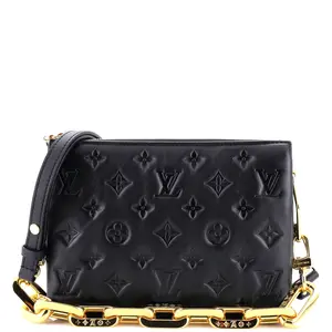 Pre-owned Louis Vuitton material Messenger Bags Coussin Bag Monogram Embossed Lambskin BB by Rebag