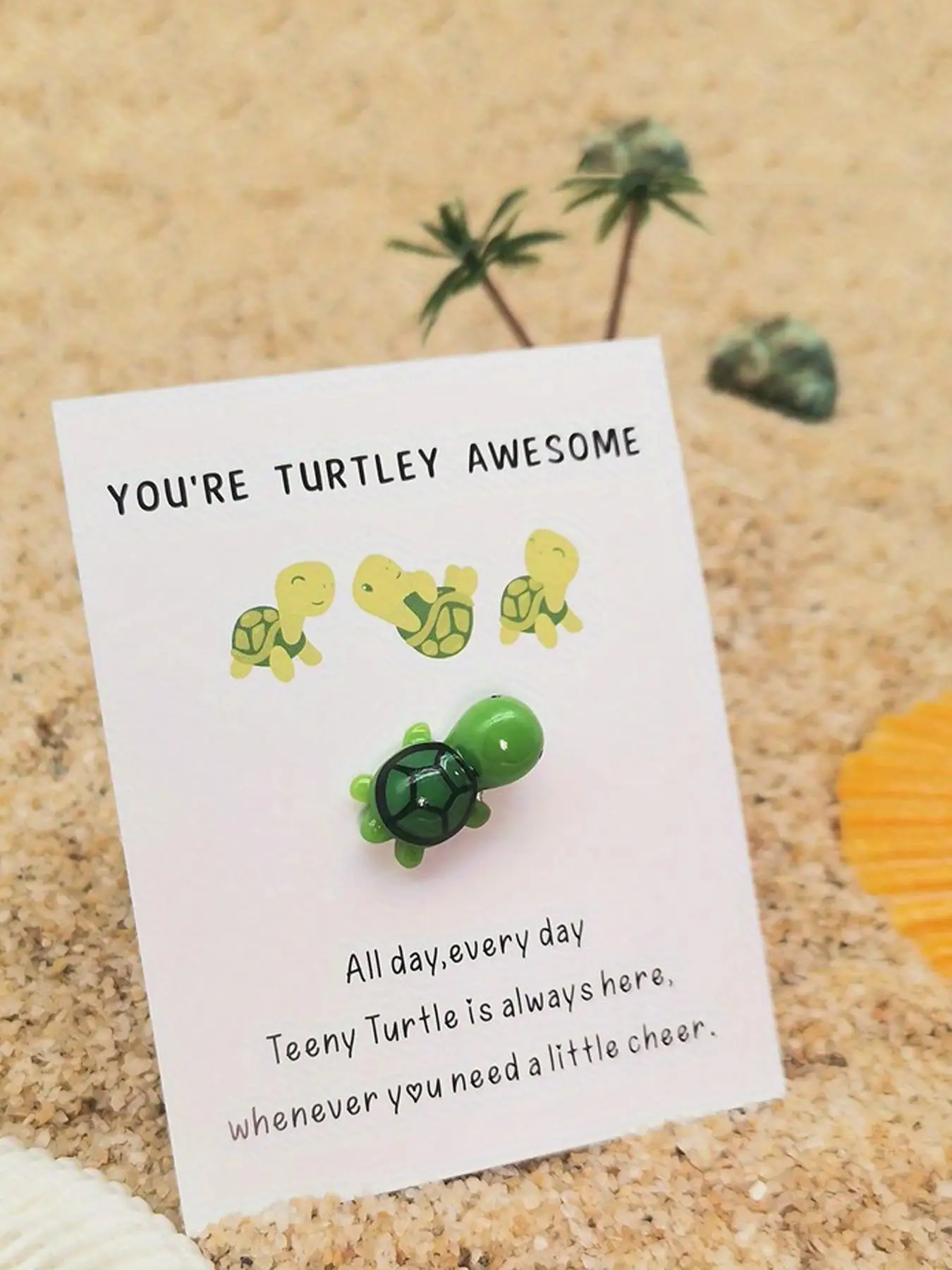 Summer 2024 Cute Mini Resin Turtle with Card, 1 Count Envelope Supplies for Gift, Greeting Card Inspirational Gifts for Family, Friends, Colleagues, B