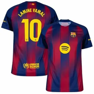 Unisex Soccer/Football Barcelona Team Lamine Yamal 10,  Lewandowski 9 Laliga 2025/26 Home Stadium Replica Jersey - Blue